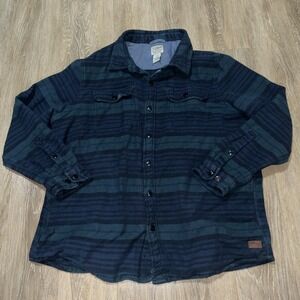 LL Bean Katahdin Men's Performance Flannel Slightly Fitted Shirt Blue Plaid, XL